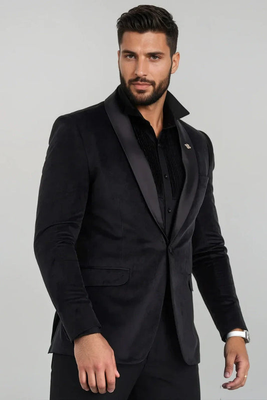 Men Designer Two Piece Black Suede Velvet Suit Men Suit For Engagement Wedding Groom Wear Suit Anniversary Prom And Grooms Men Suit