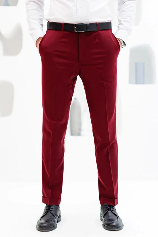Men Elegant Maroon Pant For Men Grooms Wear Pant Men Formal Event Party Wear Trouser