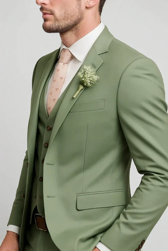 Men Sage Green Three Piece Suit Groom Wedding Suit Party Wear Suit & Engagement Anniversary Prom Suit
