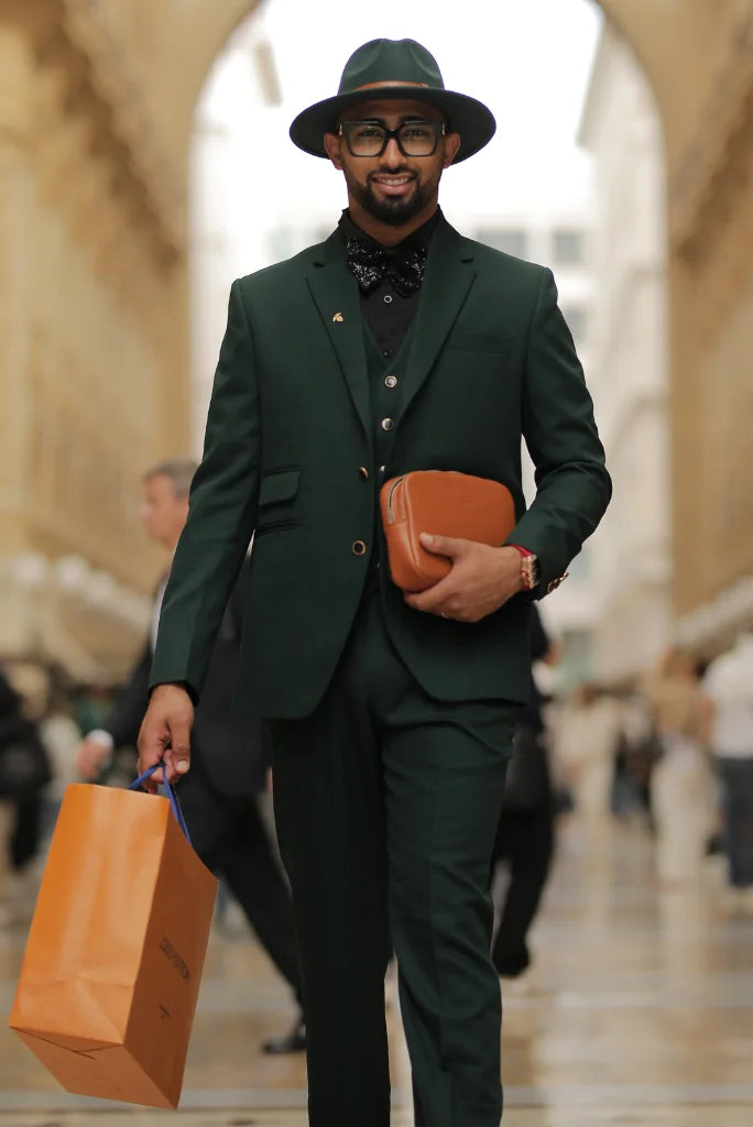 Men Green Three Piece Suit Formal Wedding Elegant Premium Bespoke Gift For Him