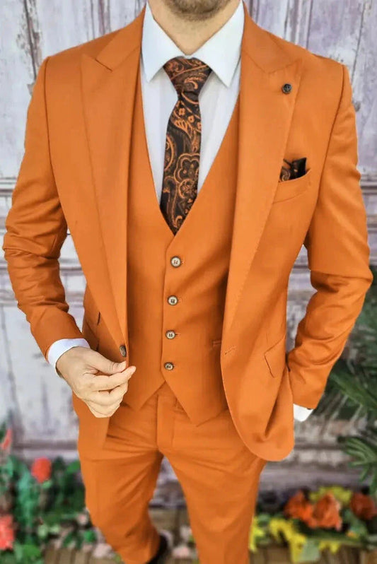 Men Suits Orange  3 Piece Beach Wedding Suit Groom Wear Suits Wedding Suit Men suits Prom suits for men orange suit must read caption