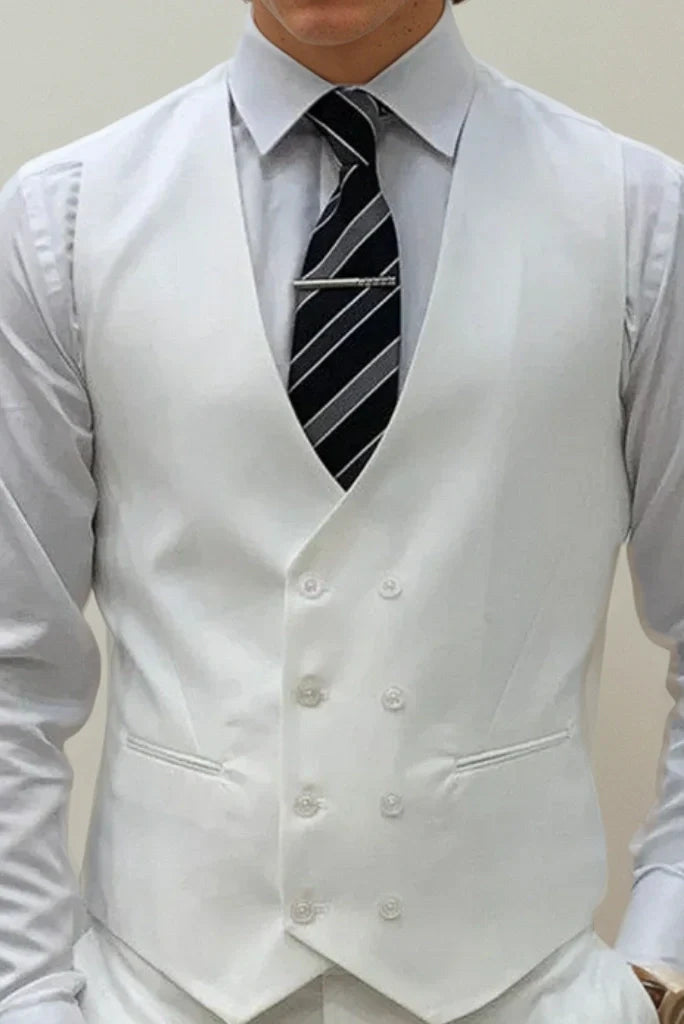 Men Elegant White Three Piece Suit For Classic Formal Wear Party Wear Wedding Promo Wear Suit & Special For Every Occasions