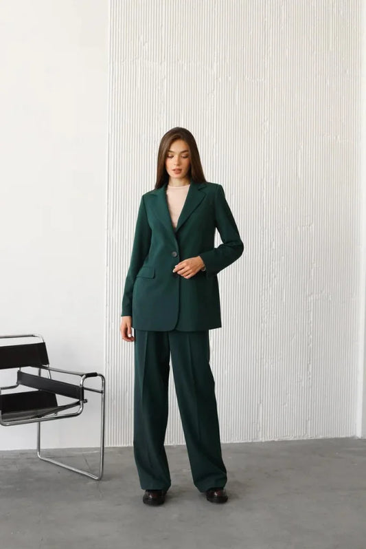 Women Teal Blue 2 Piece Suit, Classic and Stylish Outfit For Her