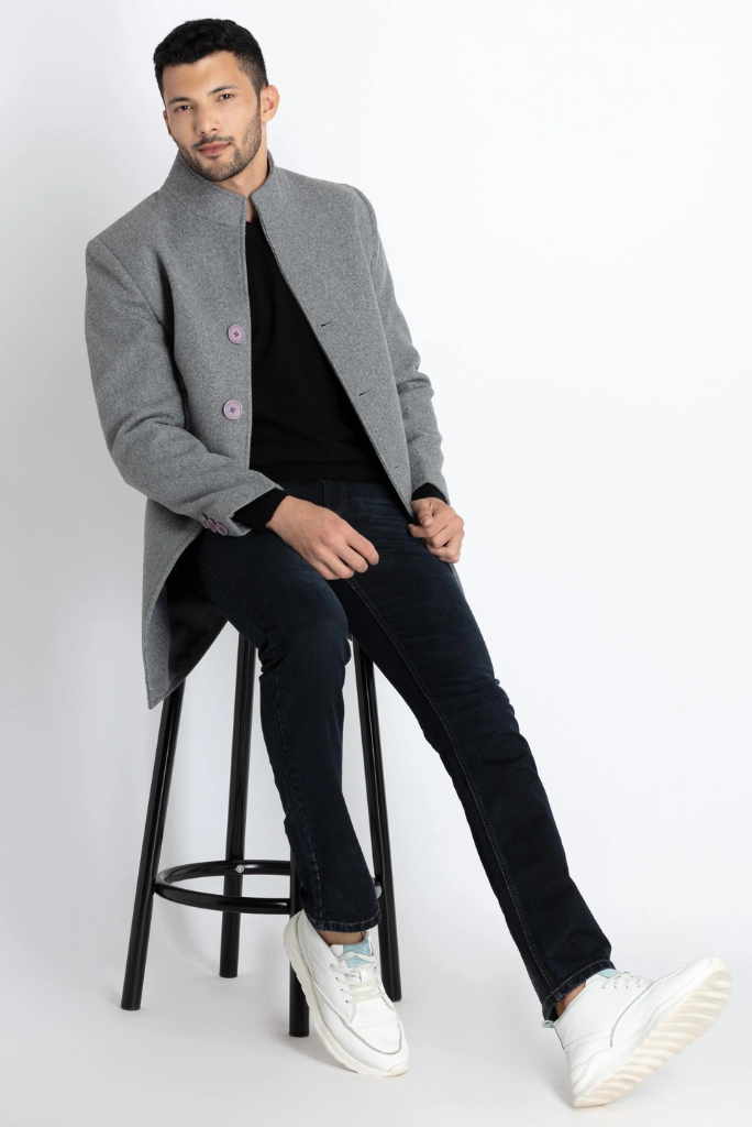 Men Over Long Coat Grey Trench long coat Classic Business Jacket Winter Outwear Jacket Tweed Vintage Overcoat New Year Gift For Him bespoke menswear