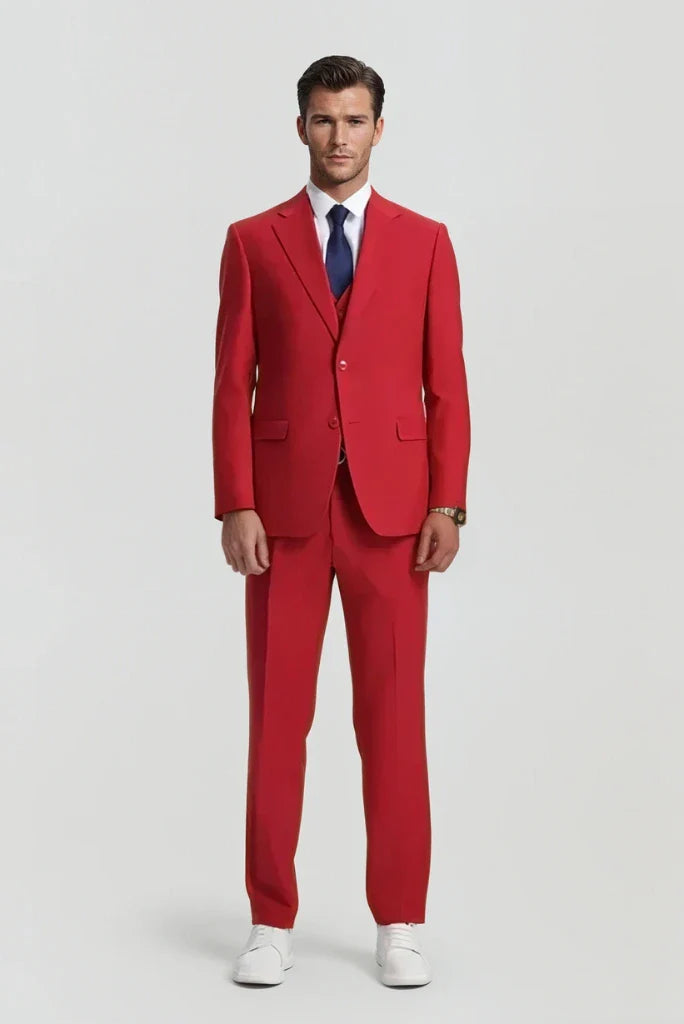 Classic Formal Wedding Men Suit Red Groomsmen Wear Elegant Bespoke Gift For Him