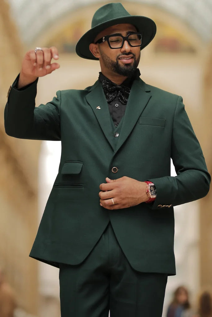 Men Green Three Piece Suit Formal Wedding Elegant Premium Bespoke Gift For Him