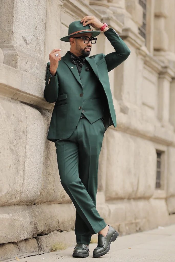 Men Green Three Piece Suit Formal Wedding Elegant Premium Bespoke Gift For Him