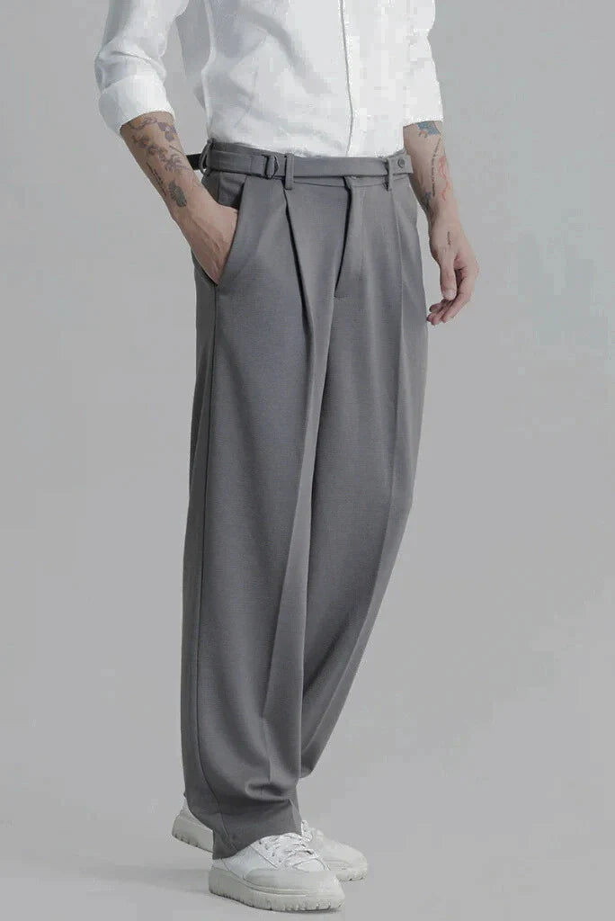 Men Grey Korean Baggy Comfortable Regular Fit Trousers Perfect For Every Season