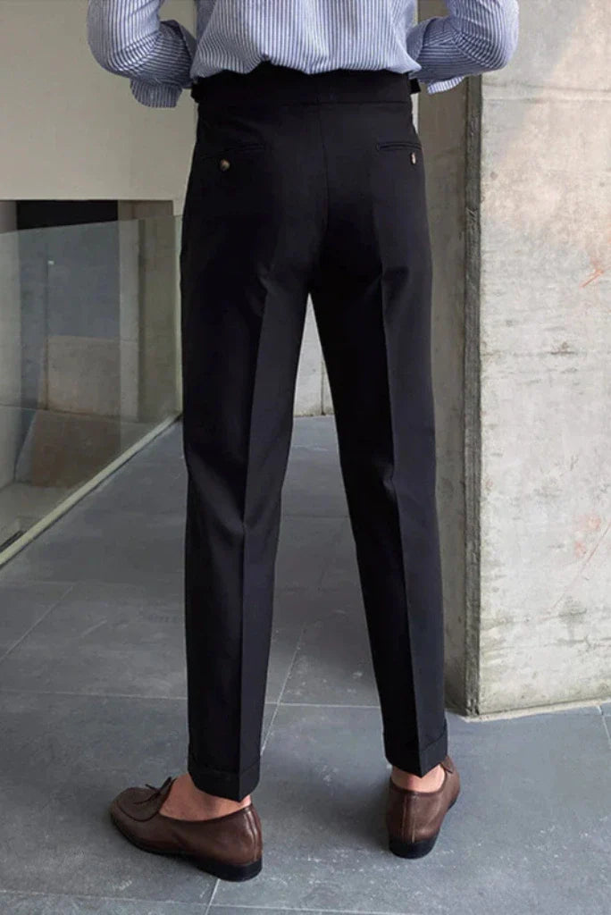 Men Double Button Gurkha Pant Black