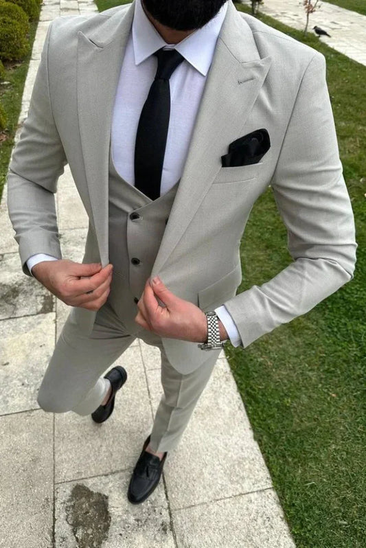 Men Grey Double Breasted Vest Coat Stylish Groomsmen Wear Vest Coat For Him