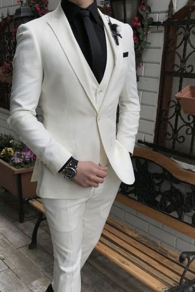 Men Formal Off White Suit One Button Classic Suit Wedding Dinner Suit Elegant For him