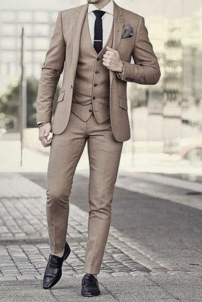 Men Golden Brown Vest Coat and Pant, Elegant Golden Brown Vest Coat and Pant for Groomsmen